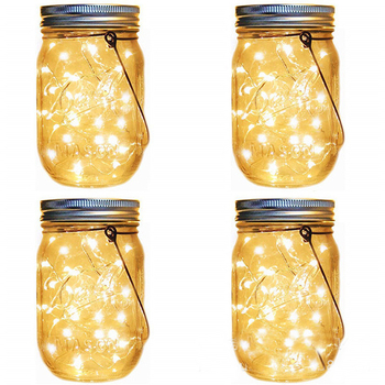 Solarna LED Mason Jar lampa za vanjsku upotrebu — staklena posuda, bakrena žica, viseća rasvjeta za vrtni krajolik