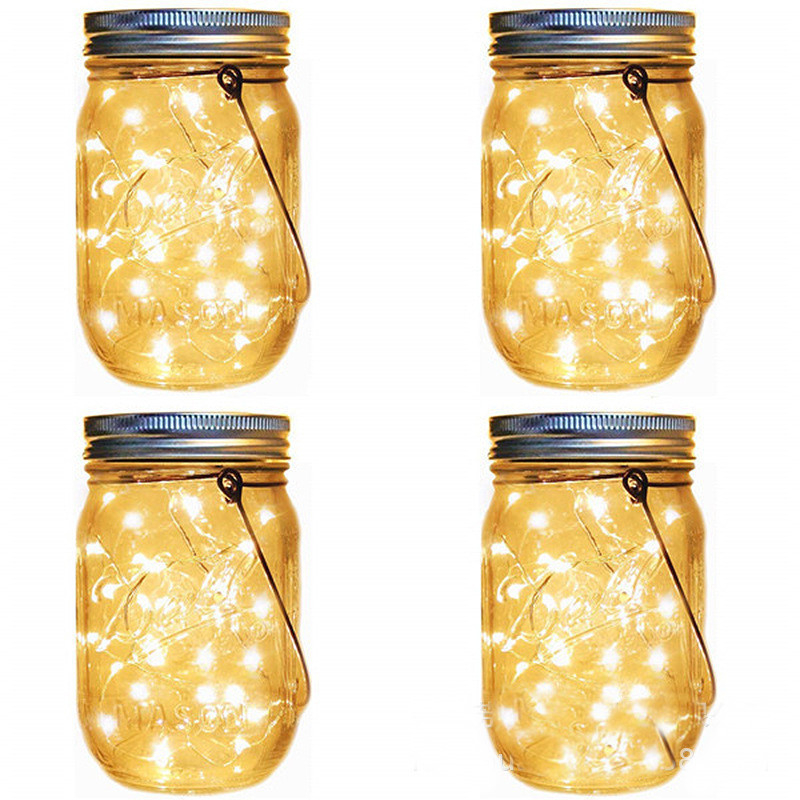 Solarna LED Mason Jar lampa za vanjsku upotrebu — staklena posuda, bakrena žica, viseća rasvjeta za vrtni krajolik