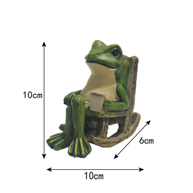 Solar Frog Rocking Chair – ukras za stol od smole za vanjsku upotrebu, LED, 0.01W, 1.2V, 6–12h