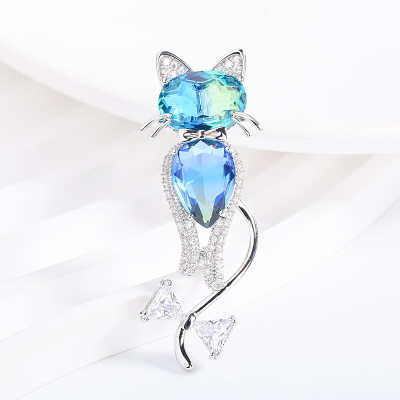 Καρφίτσα με Περσική Γάτα, χαλκός με ζιρκόνιο, ηλεκτροπλατίωση, πολυτελής στιλ, διακόσμηση και δώρο