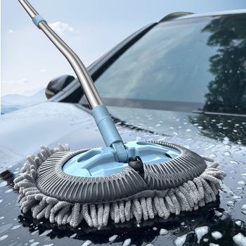 Mop za pranje automobila s zakrivljenim štapom, mekani vlakna, bez ogrebotina na boji; materijal: aluminijska zlitina + chenille velur; Honggao