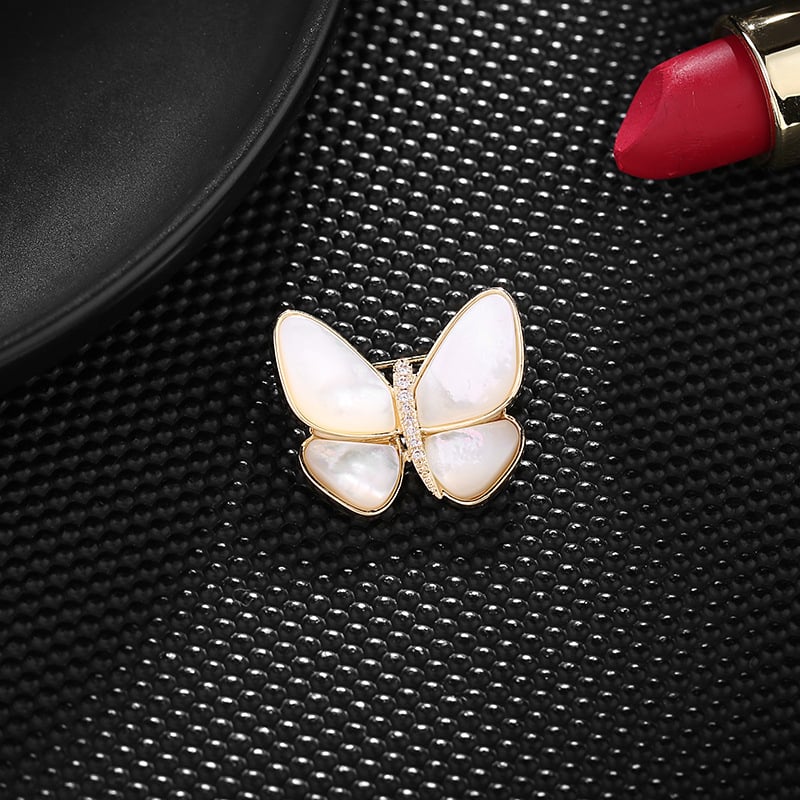 Καρφίτσα με φυσικό κοχύλι σε σχήμα λουλουδιού, χαλκός με ηλεκτροπλατίωση, κορεατικό στυλ