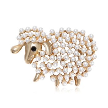 Καρφίτσα – κράμα σε κορεατικό στυλ με ενθέσεις μαργαριριών σε σχέδιο προβάτου, γυναικείο διακοσμητικό αξεσουάρ (Υλικό: Κράμα; Μορφή: Ζώο – Πρόβατο; Ενθέσεις: Μαργαριτάρια; Λειτουργία: Διακόσμηση; Τύπος: Καρφίτσα)
