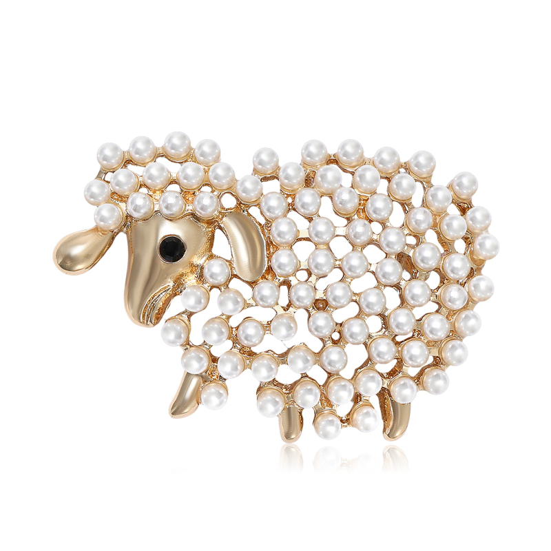 Καρφίτσα – κράμα σε κορεατικό στυλ με ενθέσεις μαργαριριών σε σχέδιο προβάτου, γυναικείο διακοσμητικό αξεσουάρ (Υλικό: Κράμα; Μορφή: Ζώο – Πρόβατο; Ενθέσεις: Μαργαριτάρια; Λειτουργία: Διακόσμηση; Τύπος: Καρφίτσα)