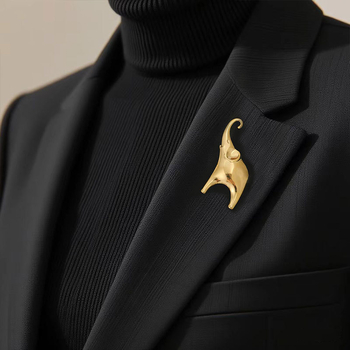 Καρφίτσα ελέφαντας από ανοξείδωτο ατσάλι – απλός σχεδιασμός, διαμαντόκοψη, αντιθαμπωτική επιφάνεια, γυναικείο αξεσουάρ μόδας