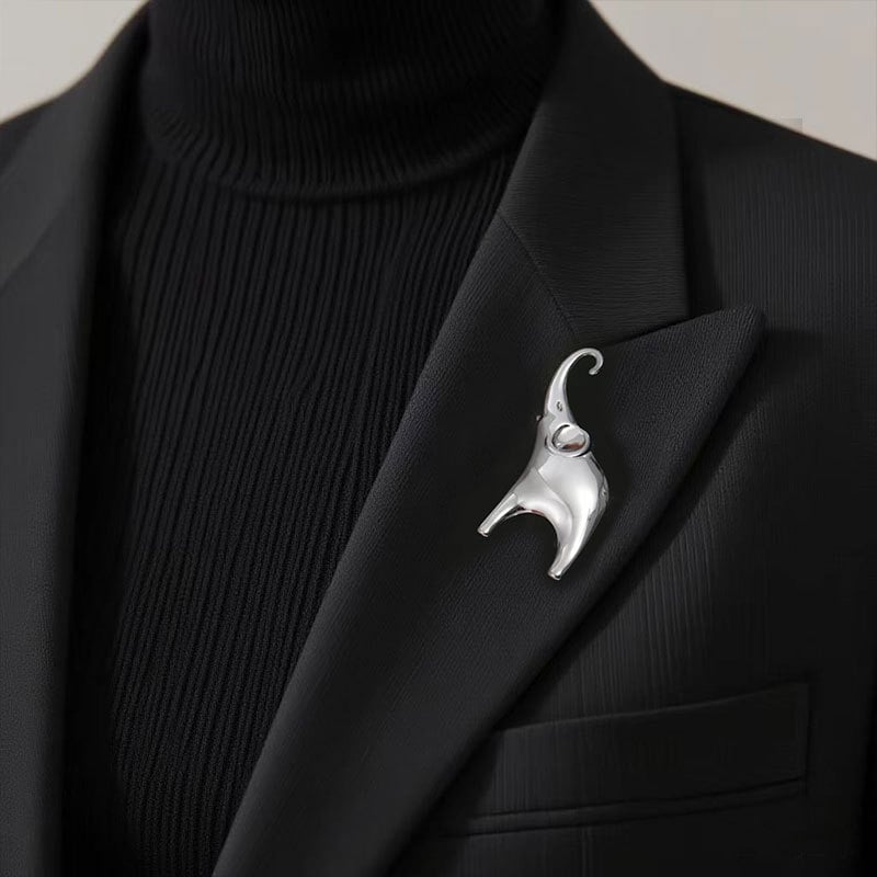 Καρφίτσα ελέφαντας από ανοξείδωτο ατσάλι – απλός σχεδιασμός, διαμαντόκοψη, αντιθαμπωτική επιφάνεια, γυναικείο αξεσουάρ μόδας