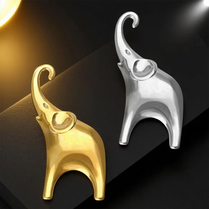 Καρφίτσα ελέφαντας από ανοξείδωτο ατσάλι – απλός σχεδιασμός, διαμαντόκοψη, αντιθαμπωτική επιφάνεια, γυναικείο αξεσουάρ μόδας