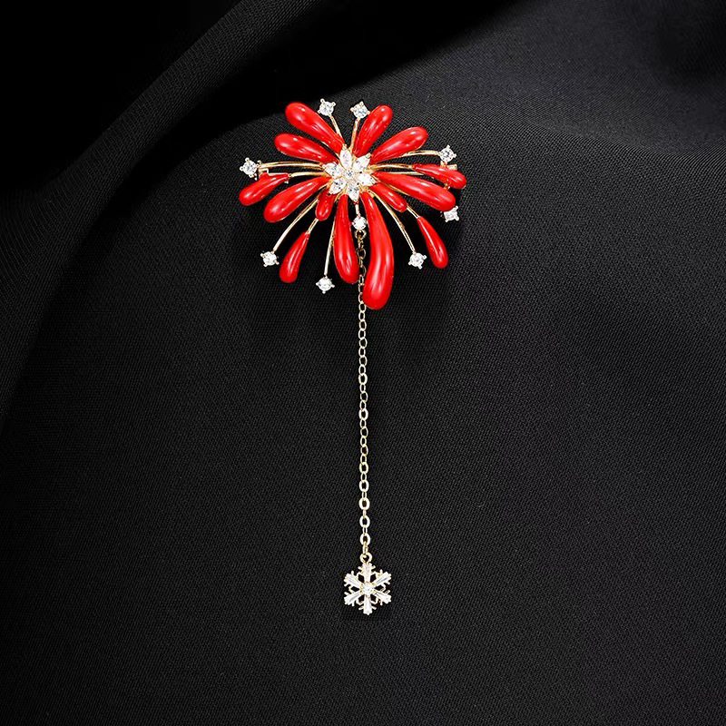 Broš za prsa, ekološki bakar, tehnika kapljice ulja, listični minimalistički dizajn, unisex, dar