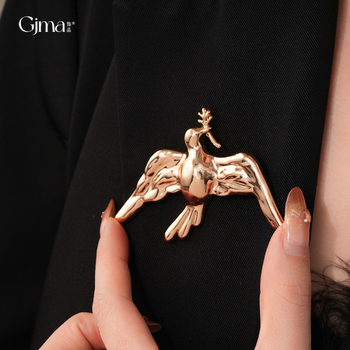 Καρφίτσα από κράμα σε μορφή πουλιού, μεταλλική λάμψη, στυλ Ευρώπη–Αμερική, ηλεκτροπλατινωμένο φινίρισμα