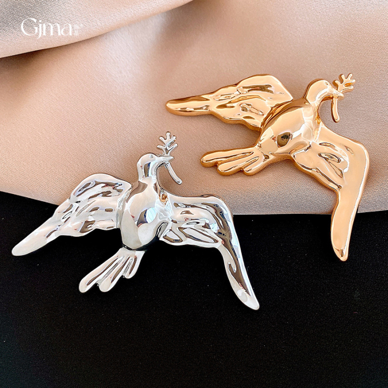 Καρφίτσα από κράμα σε μορφή πουλιού, μεταλλική λάμψη, στυλ Ευρώπη–Αμερική, ηλεκτροπλατινωμένο φινίρισμα