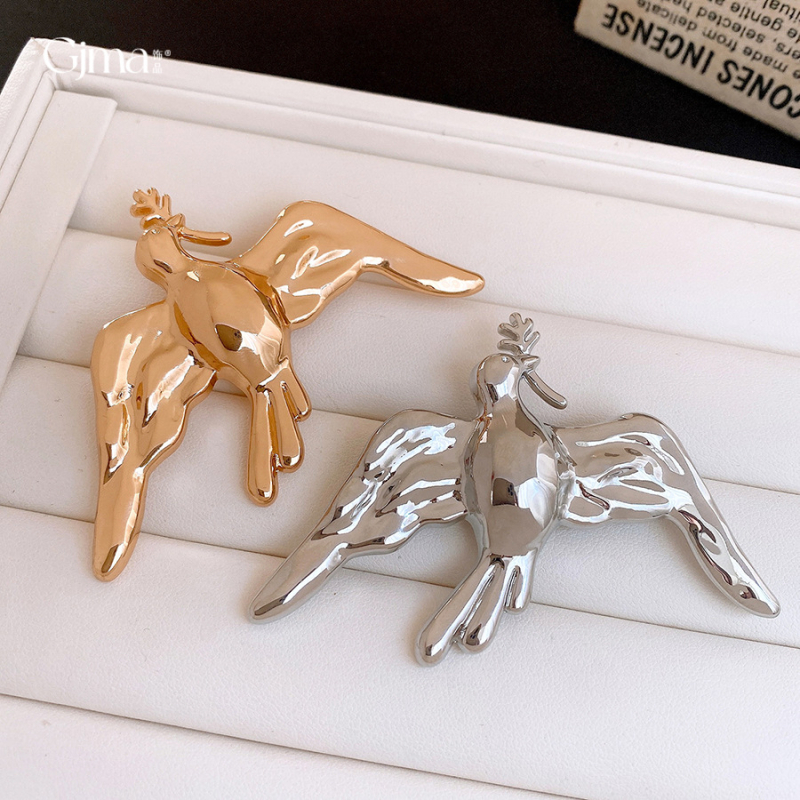 Καρφίτσα από κράμα σε μορφή πουλιού, μεταλλική λάμψη, στυλ Ευρώπη–Αμερική, ηλεκτροπλατινωμένο φινίρισμα