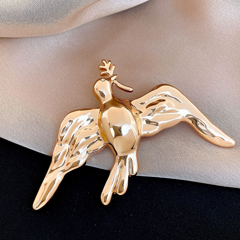 Καρφίτσα από κράμα σε μορφή πουλιού, μεταλλική λάμψη, στυλ Ευρώπη–Αμερική, ηλεκτροπλατινωμένο φινίρισμα