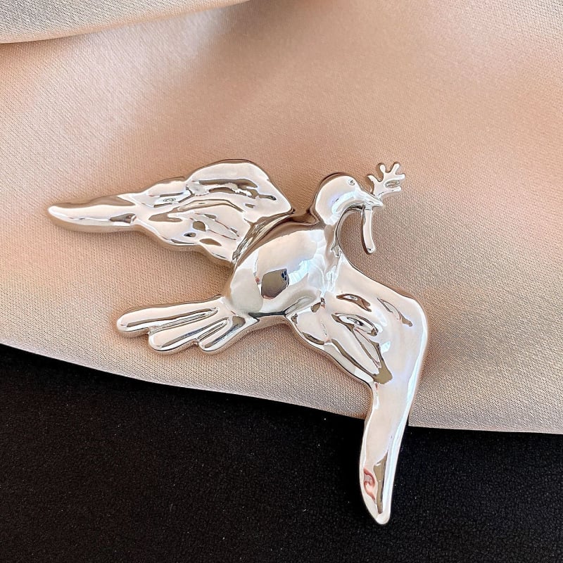 Καρφίτσα από κράμα σε μορφή πουλιού, μεταλλική λάμψη, στυλ Ευρώπη–Αμερική, ηλεκτροπλατινωμένο φινίρισμα