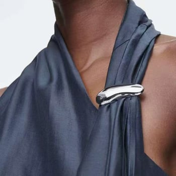 Rozsdamentes acélból készült geometriai broš, fényes felülettel, elektroplatting technológiával, dekoratív kiegészítő ruhákhoz és dzsekikhez, koreai divat stílus.