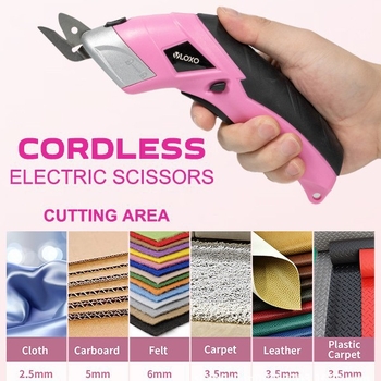 Електрически ножици за рязане на плат и килим — ръчни, безжични, презареждаема литиева батерия, 3.6V (за кожа, картон, плат и килим)