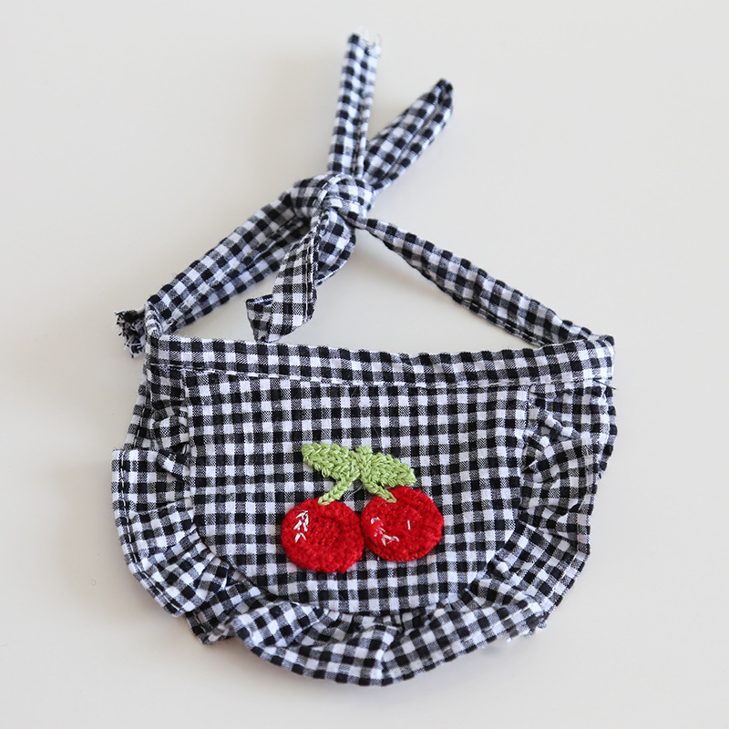 Háziállat-bib, pamut-poliészter, rácsminta, négy évszakos általános használat