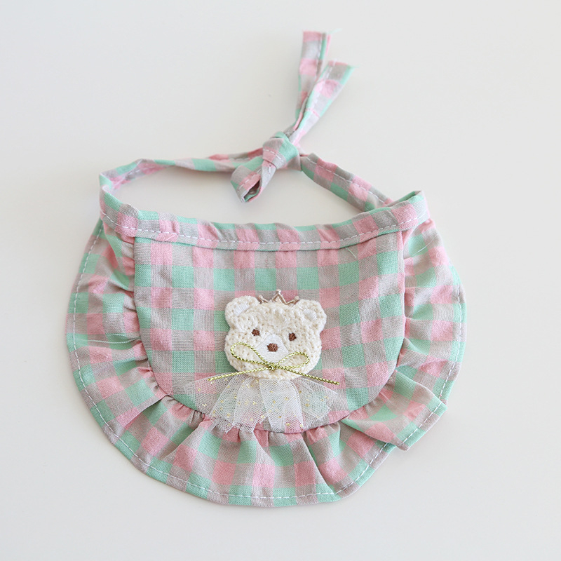 Háziállat-bib, pamut-poliészter, rácsminta, négy évszakos általános használat