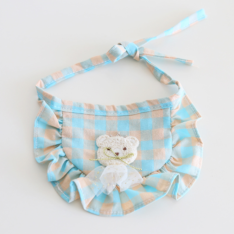 Háziállat-bib, pamut-poliészter, rácsminta, négy évszakos általános használat