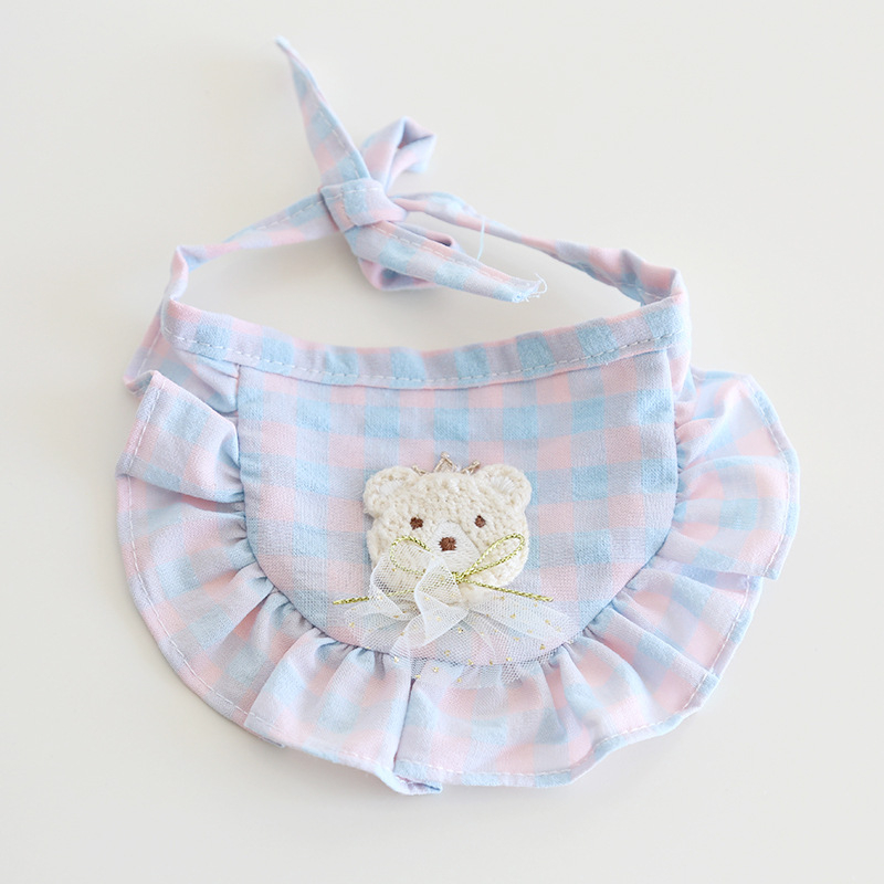 Háziállat-bib, pamut-poliészter, rácsminta, négy évszakos általános használat