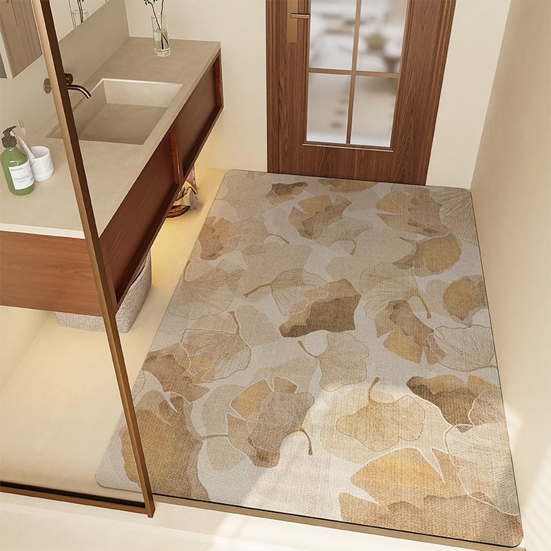 Dijatomska mulj absorbentni tepih za kupaonicu, protuklizni kvadratni tepih, s uzorkom cvijeća, perivi, prilagodljivo, moderni minimalistički stil, jesen 2024