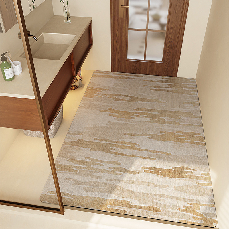 Dijatomska mulj absorbentni tepih za kupaonicu, protuklizni kvadratni tepih, s uzorkom cvijeća, perivi, prilagodljivo, moderni minimalistički stil, jesen 2024