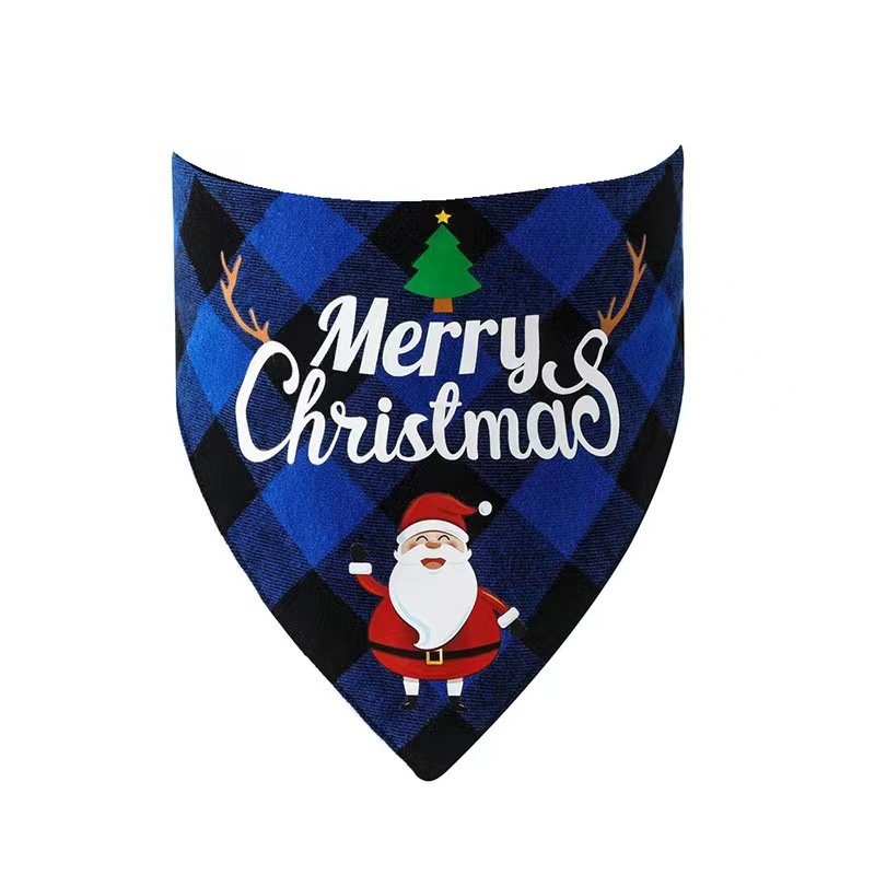 Háromszög alakú háziállat-sál, mintás kockás, poliészter, egyszerű szövés, nyomtatás, Karácsony