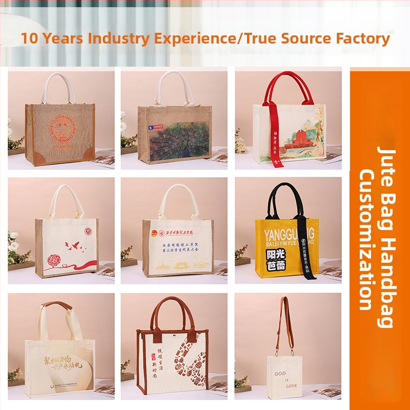 Taška Tote z plátna a jut, UV tlač loga, prispôsobiteľný dizajn