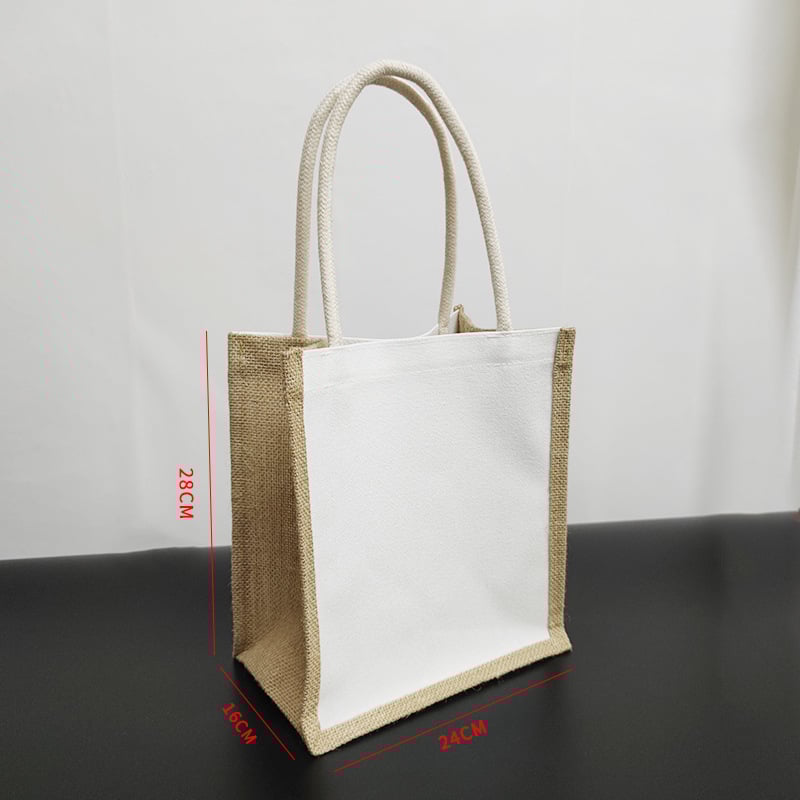 Τσάντα Tote από καμβά και τζούτ, με UV εκτύπωσης λογότυπο, προσαρμόσιμο σχέδιο