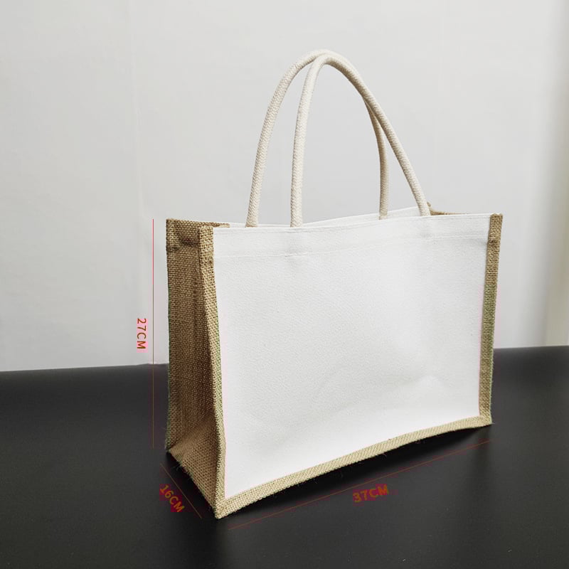 Τσάντα Tote από καμβά και τζούτ, με UV εκτύπωσης λογότυπο, προσαρμόσιμο σχέδιο
