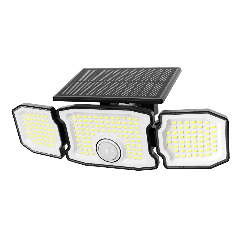Solarna zidna svjetiljka s tri glave, rotirajuća, vanjska vodootporna rasvjeta za ulicu, dvorišna lampa s senzorom pokreta