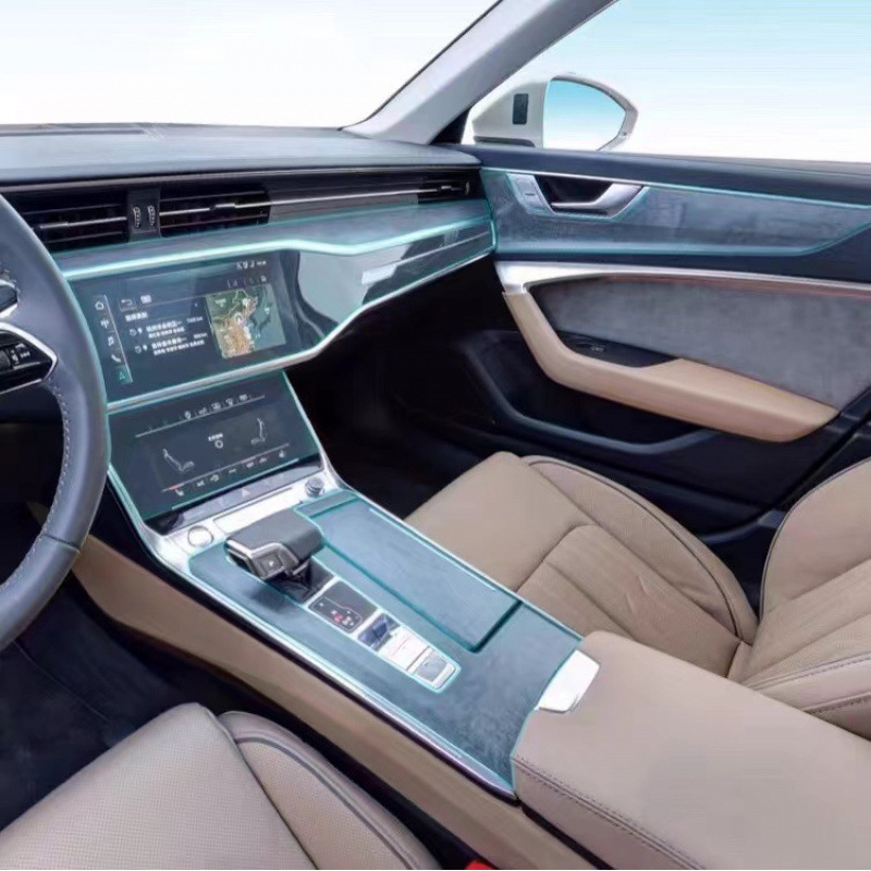 Prozirni TPU zaštitni film za zaslon instrumenata i stražnji središnji dio konzole Audi A6L (19–24) — otporan na otiske prstiju i masnoće