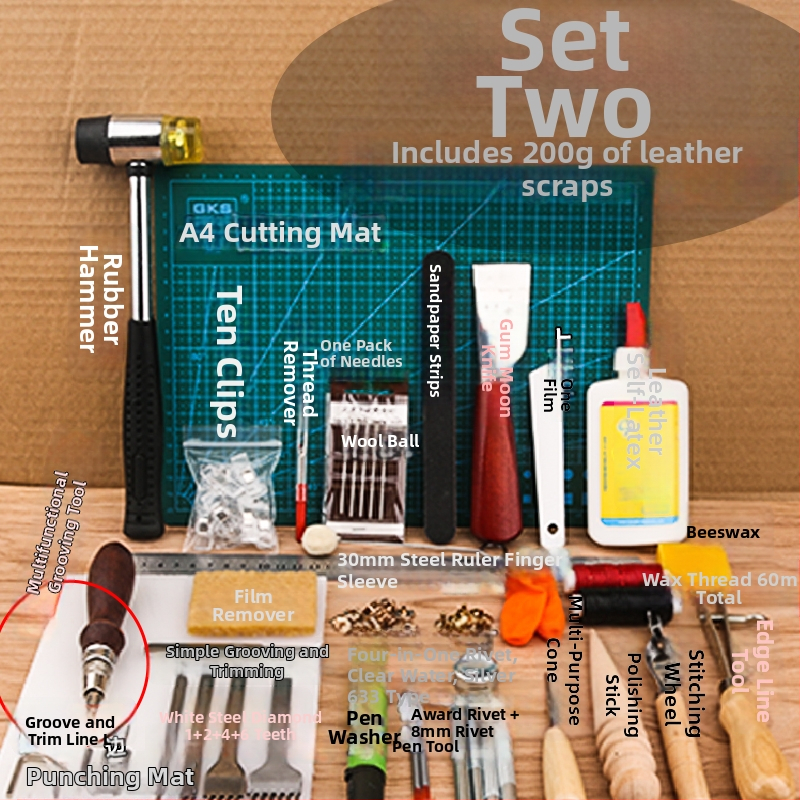 3YK DIY set alata za kožu: alati za graviranje kože i ručno šivanje, osnovni luksuzni set