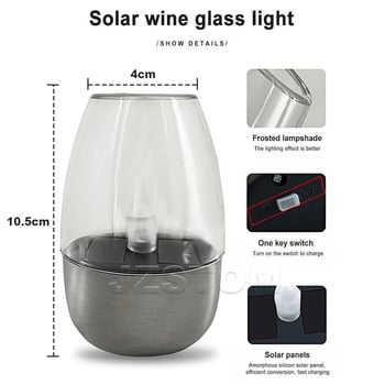 Solarna vanjska dekorativna svjetiljka, vodootporna, u stilu svijeće, 1W, 2V, trajanje osvjetljenja 6–12 sati
