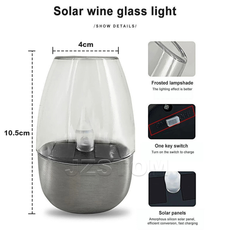 Solarna vanjska dekorativna svjetiljka, vodootporna, u stilu svijeće, 1W, 2V, trajanje osvjetljenja 6–12 sati