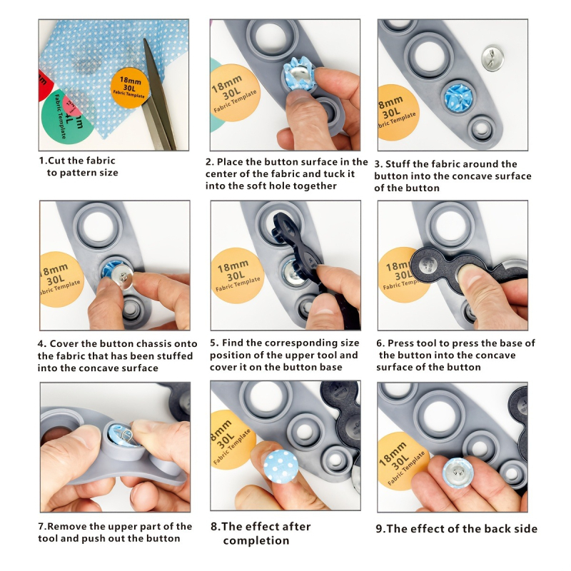 DIY set alata za gumbe od platna – pet u jedan kalup za gumbe