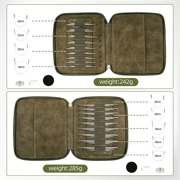 Кръгови игли за плетене – разглобяем комплект, 304 неръждаема стомана, 9 комплекта