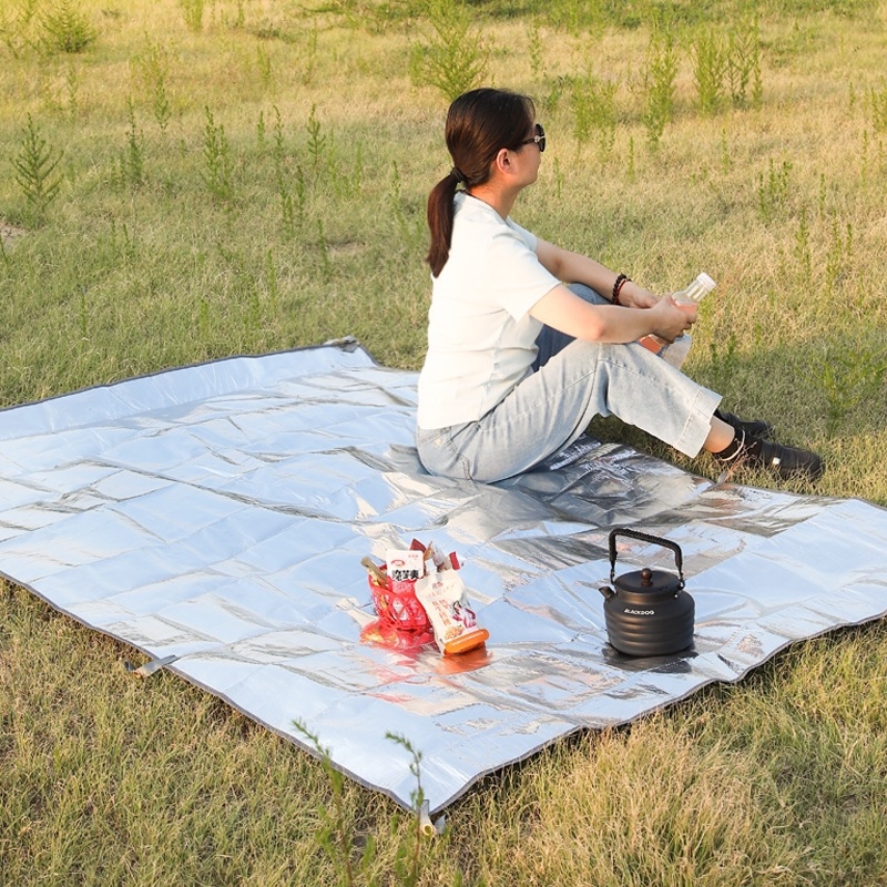 Ayxsee Piknik podloga s PE aluminijskom folijom, vodootporna podloga za šator i kampiranje, dvostruka aluminijska folija, za plažu i kampiranje, lagana za nošenje