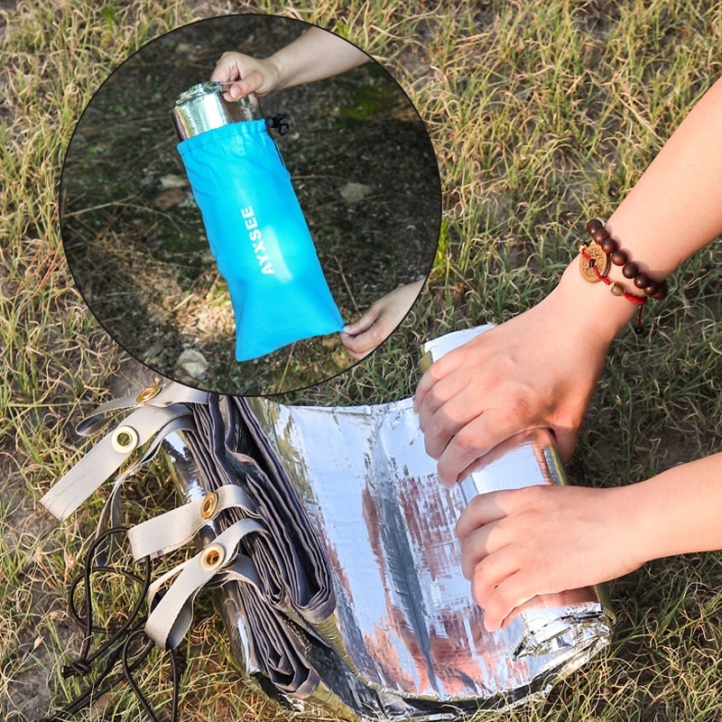 Ayxsee Piknik podloga s PE aluminijskom folijom, vodootporna podloga za šator i kampiranje, dvostruka aluminijska folija, za plažu i kampiranje, lagana za nošenje