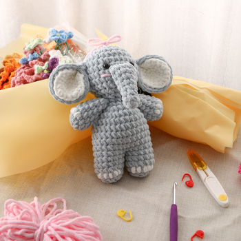Set materijala od vune za DIY pletenje – za početnike, lutka slona; 50 komada u kutiji, bruto težina 0,1 kg, stil: jednostavan, vuna