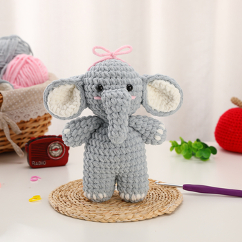 Set materijala od vune za DIY pletenje – za početnike, lutka slona; 50 komada u kutiji, bruto težina 0,1 kg, stil: jednostavan, vuna