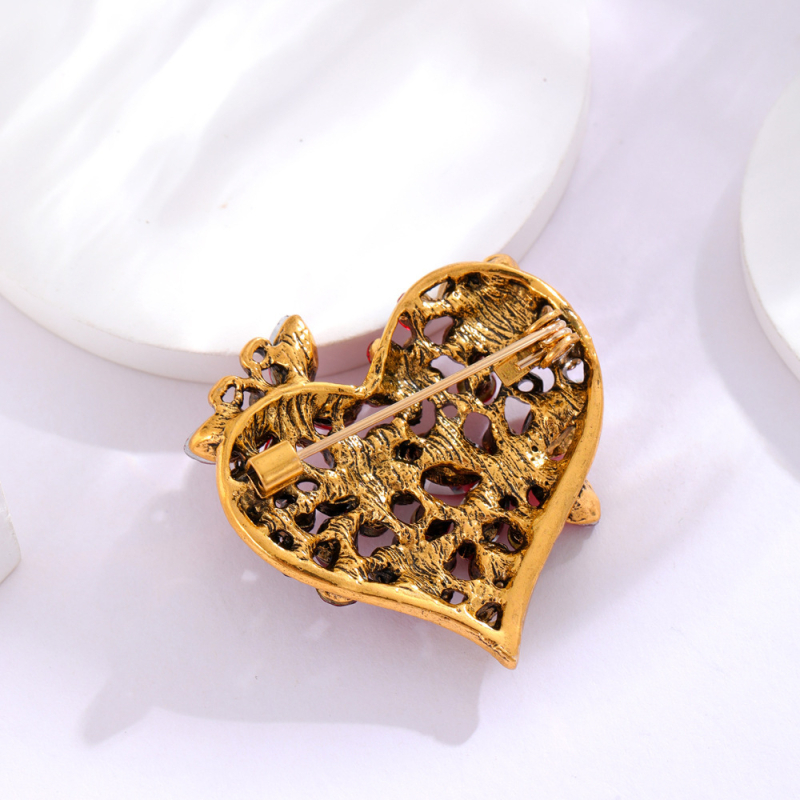 Брошка, сърцевидна форма, цинкова сплав, електроплакиране, унисекс, зима 2023