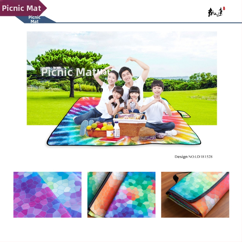 Piknik podložka s digitálnym termotransfer tlačou, vodotesná PVC vrstva, Oxford tkanina, 100% polyester, prispôsobiteľné podľa výkresov a vzorov