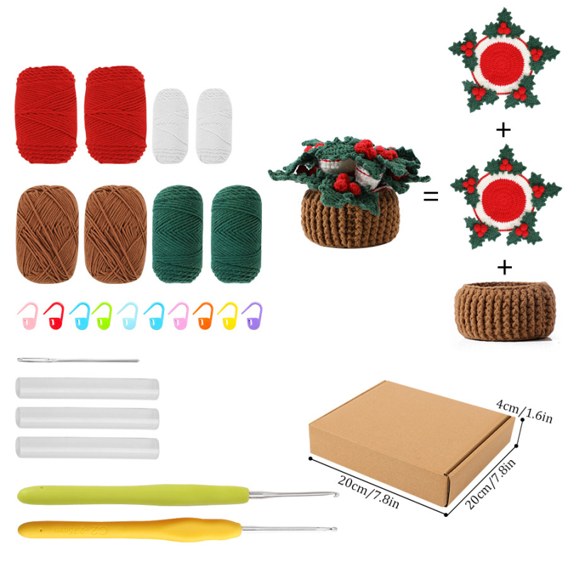 Set za izradu čestitnih podmetača za voće s uputom, DIY ručno pleteni materijalni paket, kutija od 30 komada, ukupna težina 250 g, marka WU, mogućnost prilagodbe