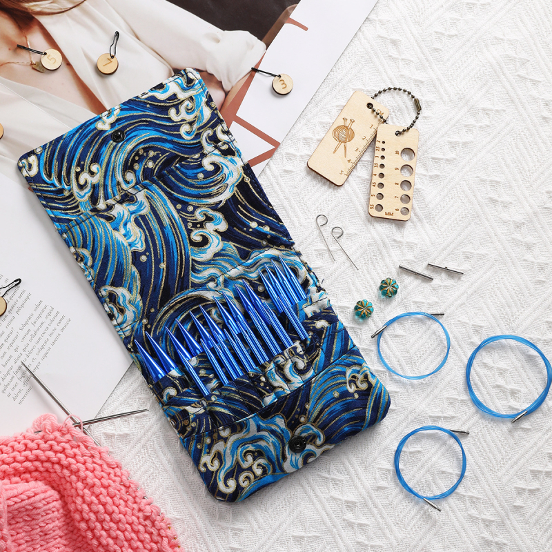 Комплект кръгли плетачни игли с разглобяеми пръстени – метални, марка Looen/luanen