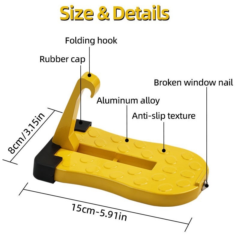 Βοηθητικό πετάλι αυτοκινήτου από κράμα αλουμινίου για SUV με γάντζο πεταλιού πόρτας και θραύστη παραθύρου – Γενική Συμβατότητα, Αυτόματο Κιβώτιο