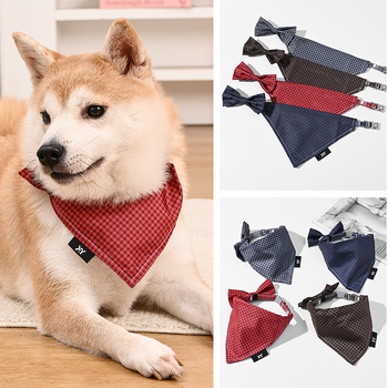 Háziállatoknak szánt háromszög kendő – pamut, kockás minta, twill szövés, nyomtatott felület