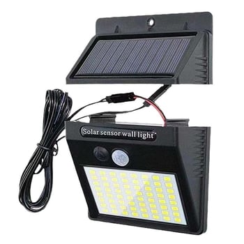 Solarna zidna svjetiljka za vanjski dvorište sa 64LED, daljinskim upravljanjem, automatsko uključivanje u sumrak, IP55