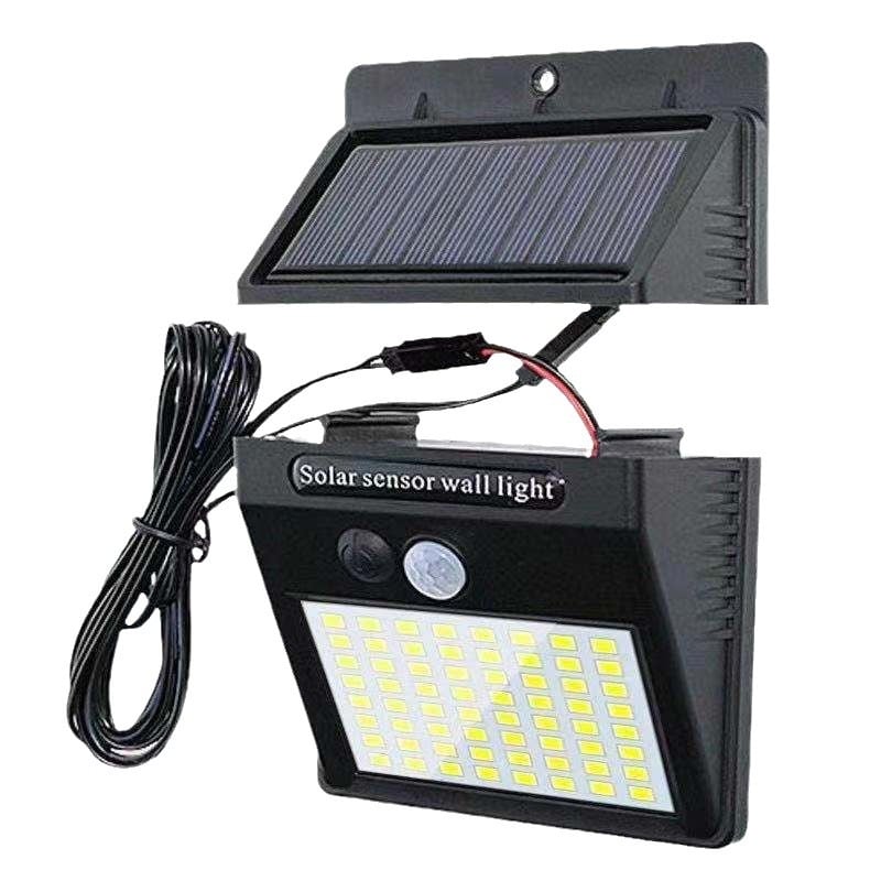 Solarna zidna svjetiljka za vanjski dvorište sa 64LED, daljinskim upravljanjem, automatsko uključivanje u sumrak, IP55