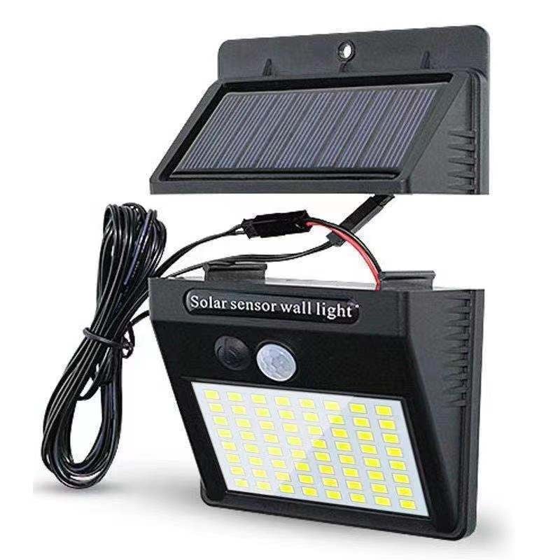 Solarna zidna svjetiljka za vanjski dvorište sa 64LED, daljinskim upravljanjem, automatsko uključivanje u sumrak, IP55