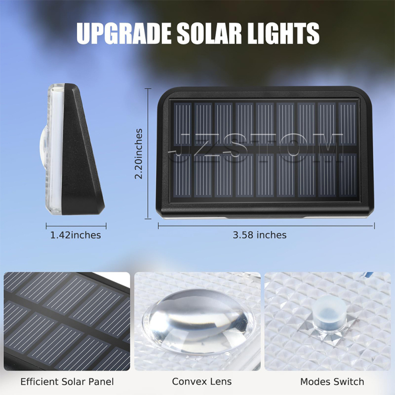 Solarna vanjska rasvjeta za vrt – zidni prosvjetljivač (IP44; 0,5 W; 3,7 V; 6–12 h rada; indukcijski prekidač)